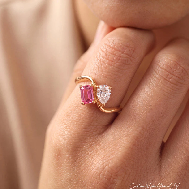 Personalized Toi Et Moi Birthstone Ring