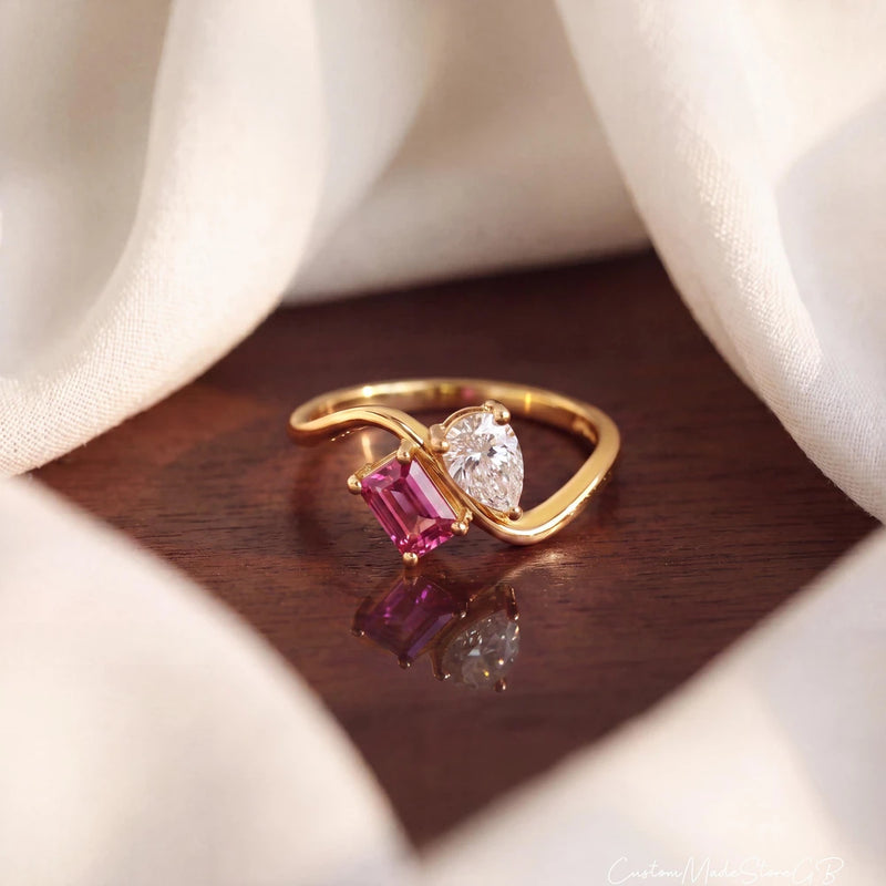 Personalized Toi Et Moi Birthstone Ring